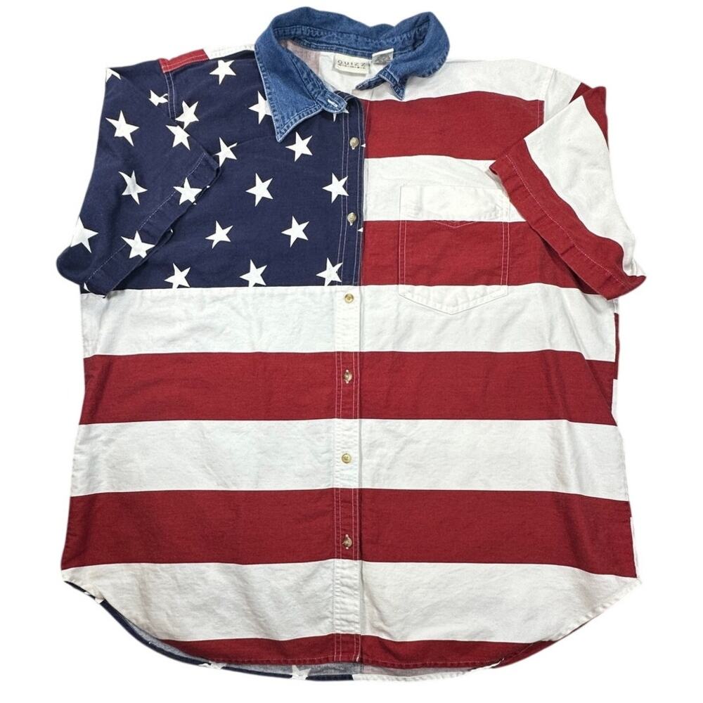 Vintage 90s American Flag Shirt 2XL / 3XL Unisex Americana Cotton